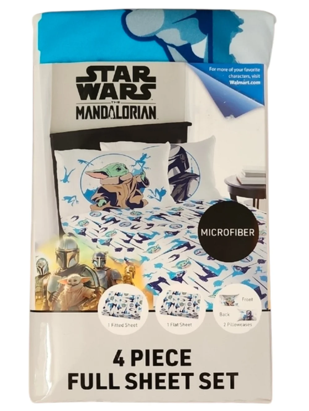 Star Wars Mandalorian Grogu 4 Piece Microfiber Full Sheet Set Bedding Set - New